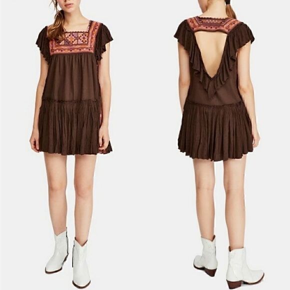 NEW FREE PEOPLE Day Glow Mini Embroidered Dress XS - Picture 1 of 10